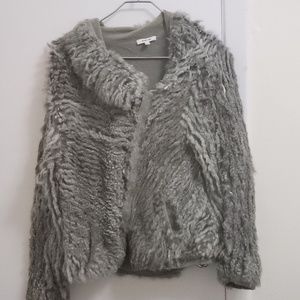 HELMUT LANG Women's Gray 100% Rabbit Fur Cardigan!
